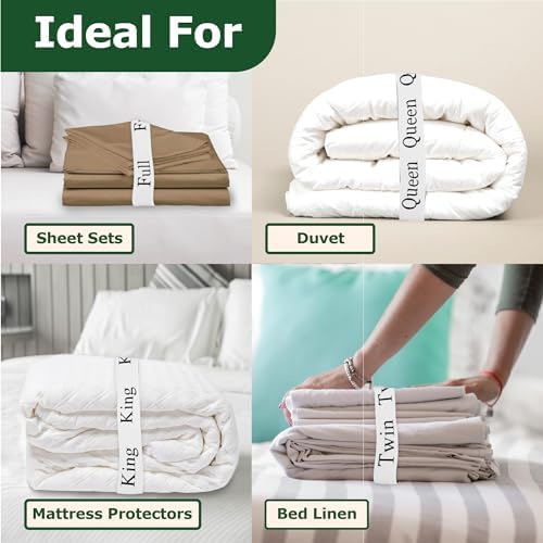 ECOHomes Bed Sheet Organizer with Size Labels 2PC Queen White