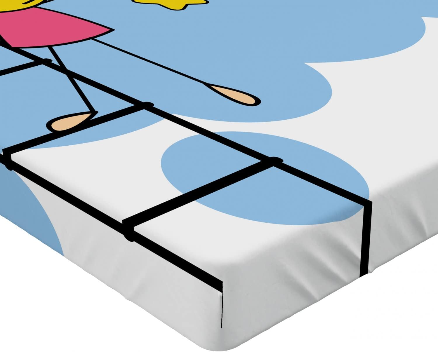 Ambesonne Star Fitted Sheet with Cartoon Design for California King Bed