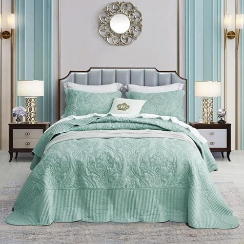 CHIXIN Bedspread Set Queen Size - Reversible Paisley Pattern