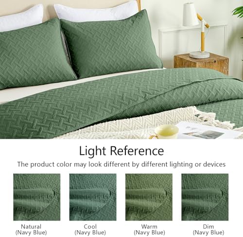 FLYMME Olive Green Twin Quilt Bedding Set