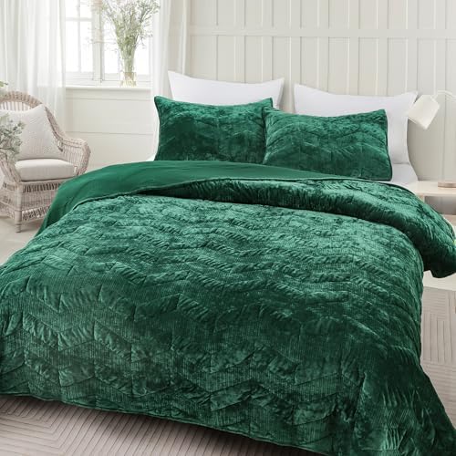 SHALALA Luxury Velvet Queen Quilt Set