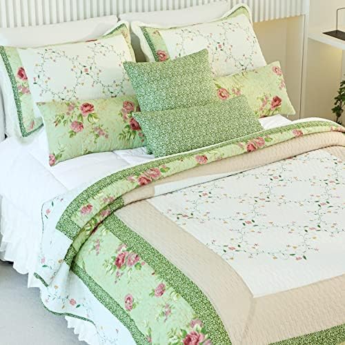 EVENHUG Cotton Patchwork Quilt Set King Size 3 Pieces