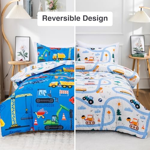 Holawakaka Boys Excavator Truck Bedding Set with Sheets