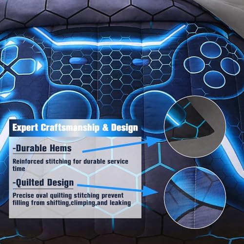 JQinHome Twin Gamer Comforter Set for Boys