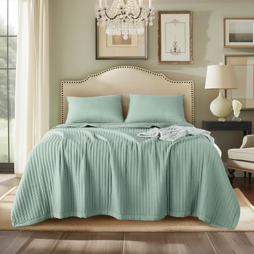 KASENTEX Oversized King Quilt Set 3 Pieces Stone-Washed Machine Washable