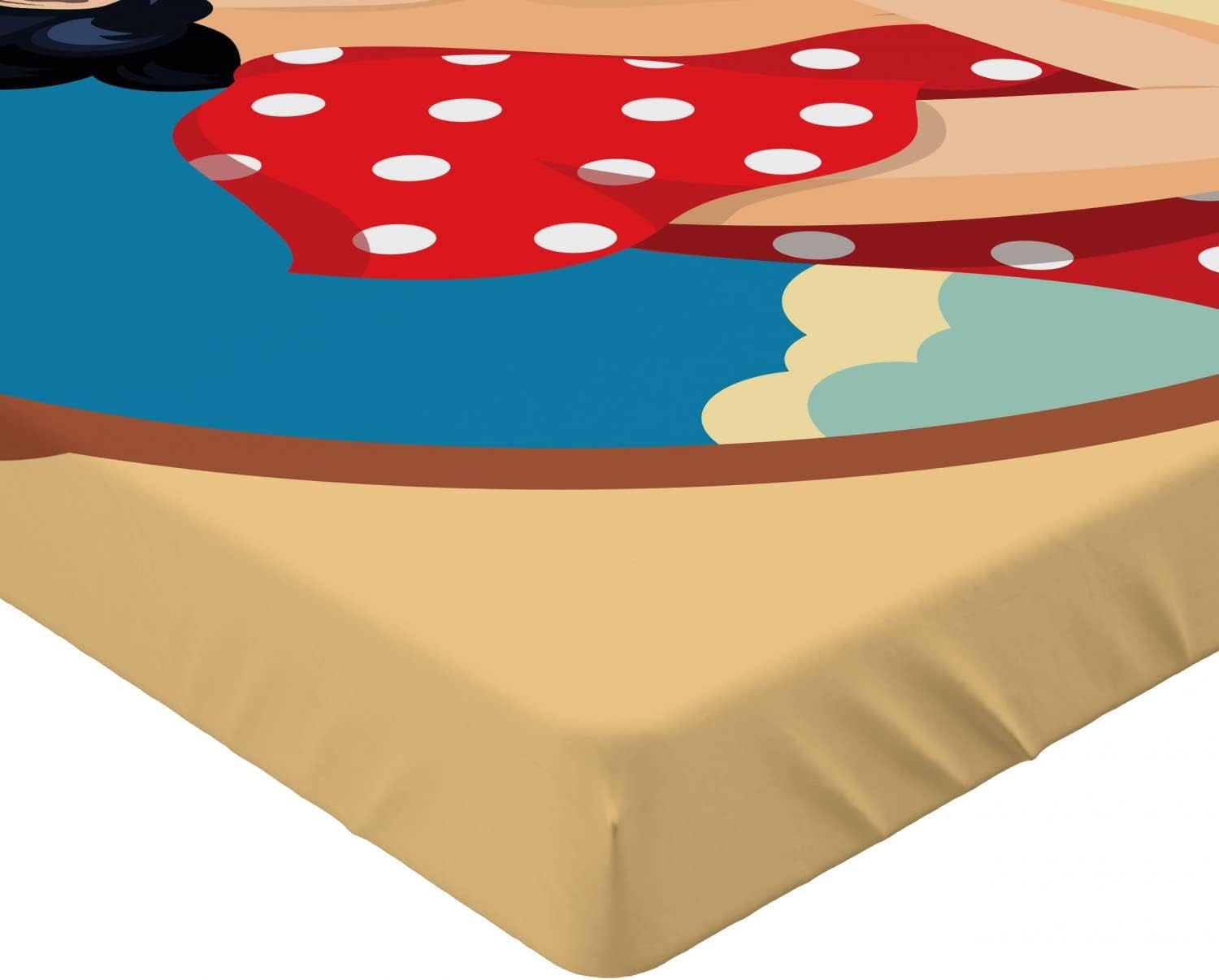 Ambesonne Pin Up Girl Fitted Sheet - Multicolor