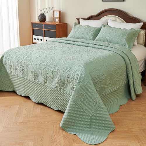 EVENHUG Quilt Set King Size Sage Green 120x128