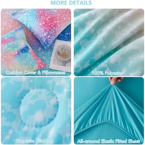 PERFEMET 6-Piece Rainbow Comforter Set for Girls