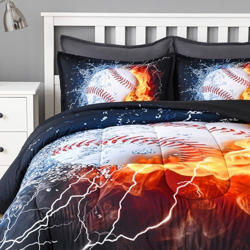 Andency 3D Baseball Comforter Twin Set 2Pcs
