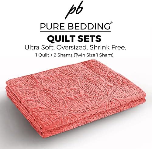 Pure Bedding Reversible Quilt Set King Size with Geometric Pattern