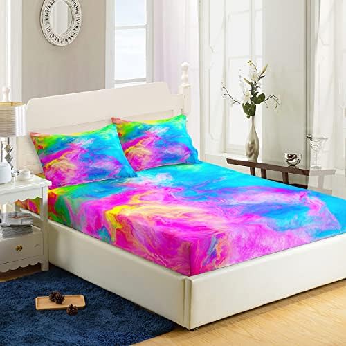 AILONEN Tie Dye Fitted Sheet Twin XL Set