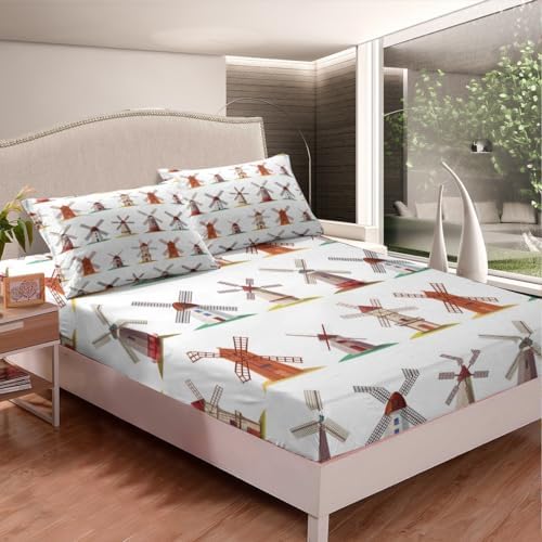 Erosebridal Wooden Windmill Bed Set for Kids Twin