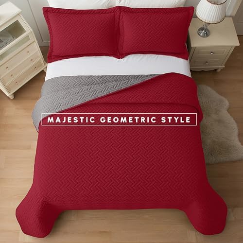 Elegant Comfort Reversible Quilt Set - Queen 3-Piece with Pillow Shams