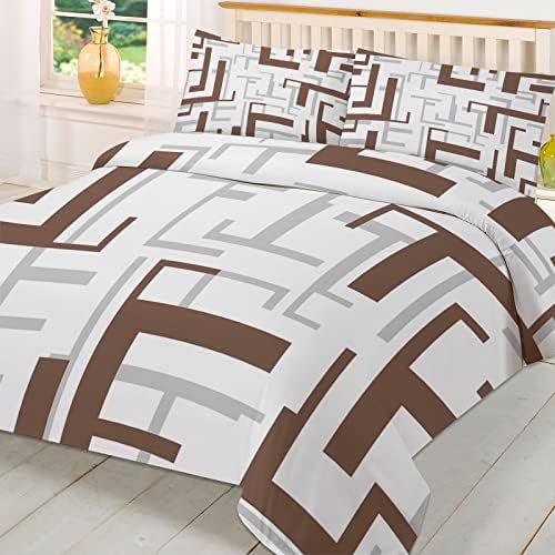 Sabolny Queen Size Modern Brown Duvet Cover Set
