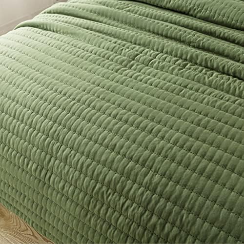 Olive Dark Green King Size Quilt Set with Pillow Shams
