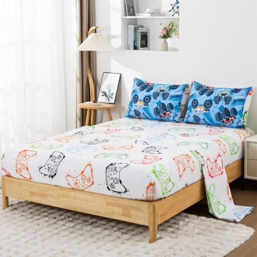 Holawakaka Boys Racing Truck Comforter Set with Sheets