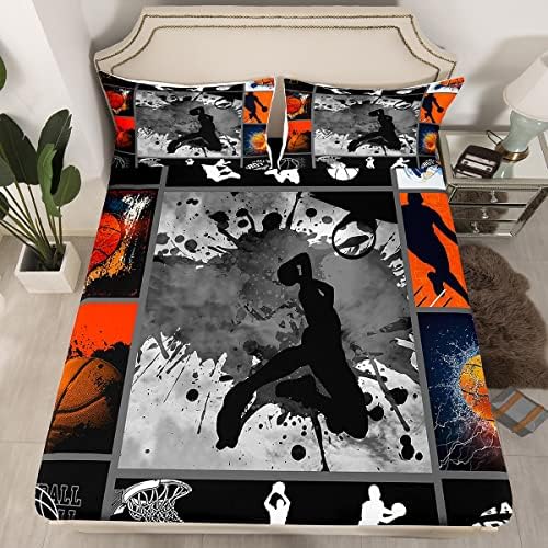 Erosebridal Water Fire Basketball Fitted Sheet Set 1