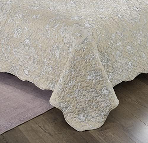 Brilliant Sunshine 3-Piece Quilt Set Classic Grey Floral Toile