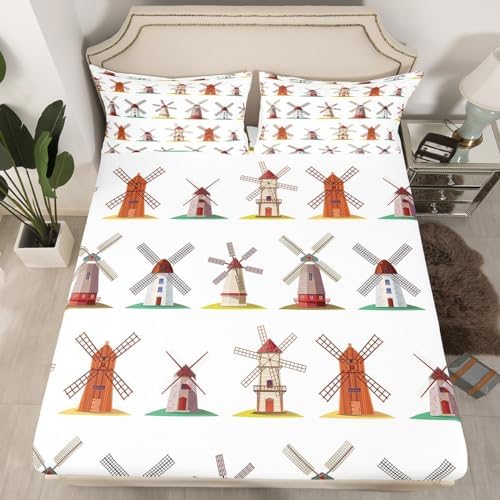 Erosebridal Wooden Windmill Bed Set for Kids Twin