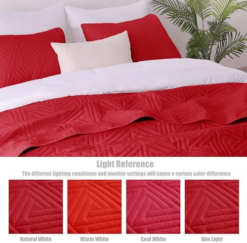 Whale Flotilla Red California King Quilt Set 3-Piece