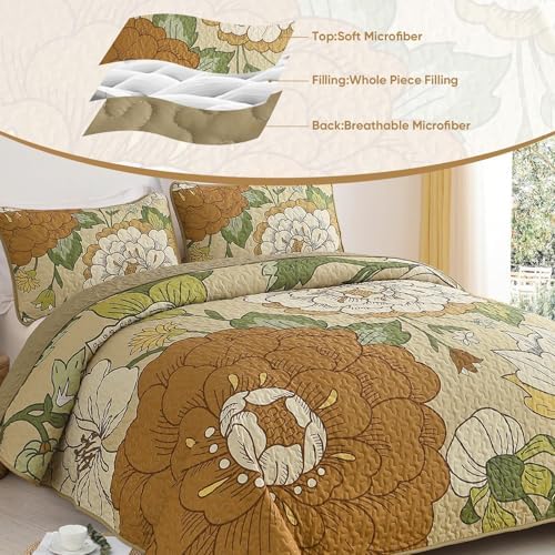 DJY Boho Floral Quilt Set King Size