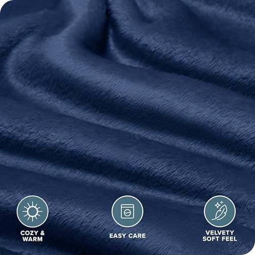 Bare Home Microplush Fleece Sheet Set Twin Dark Blue 1