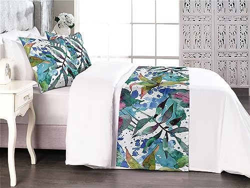Ambesonne Botanical Bed Runner Set Leaf Print 100 Polyester King Size