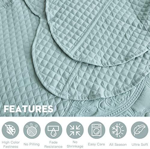 Blythease Oversized King Bedspread 128x120 Seaglass Paisley
