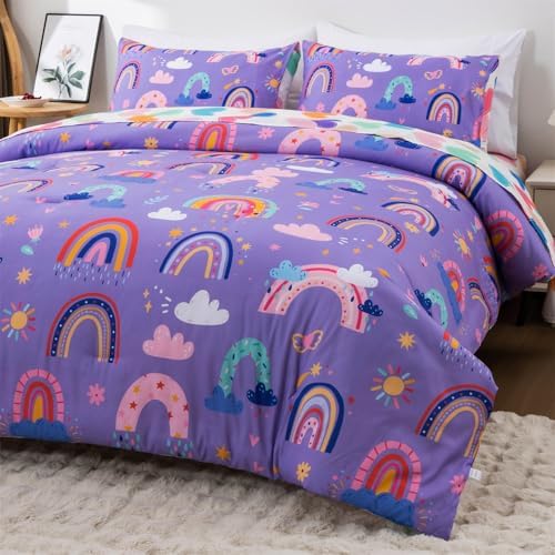Holawakaka Boho Rainbow Twin Comforter Set with Sheets