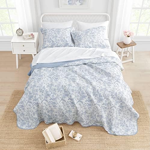 Laura Ashley Queen Quilt Set with Pillow Cover