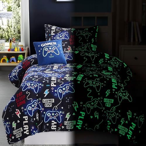 Wink Deer Glow in Dark Gamer Comforter Set for Boys