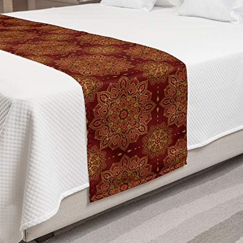 Ambesonne Mandala Bed Runner Red Earth Yellow 1