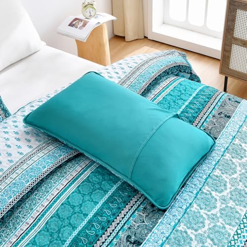 WONGS BEDDING Teal Boho Quilt Set Queen 3 Piece