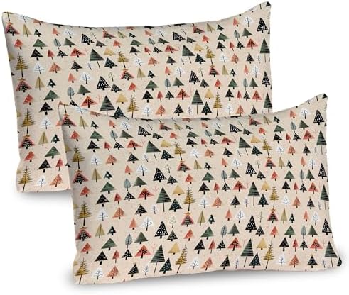 Ambesonne Christmas Pillow Sham Set of 2 Modern Abstract Pine Trees Dotted Print