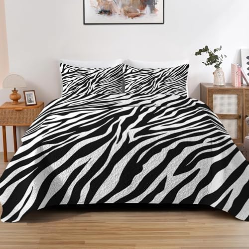Pamnest Zebra Stripe Quilt Set 3 Pcs Full Queen 1