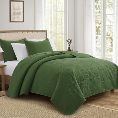 Lavsiry Quilt Set King Size Olive Green