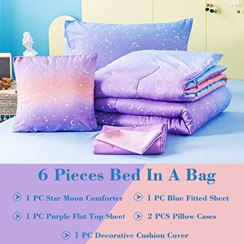 URBONUR Gradient Comforter Set for Girls 6Pcs