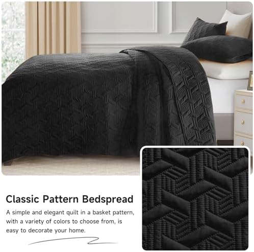Lavsiry Black Quilt Oversized California King Bedding Set