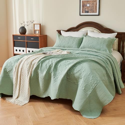 EVENHUG Quilt Set King Size Sage Green 120x128