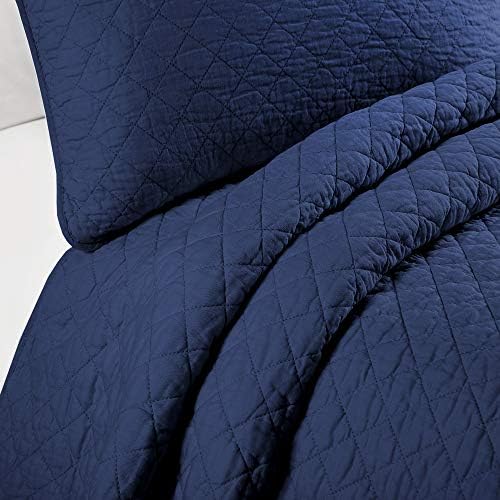 Lush Decor Ava Diamond Quilt Set 3 Piece Navy FullQueen