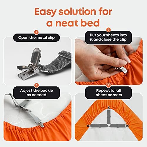 5 Stars United Bed Sheet Straps Set - 4 Pcs Grey