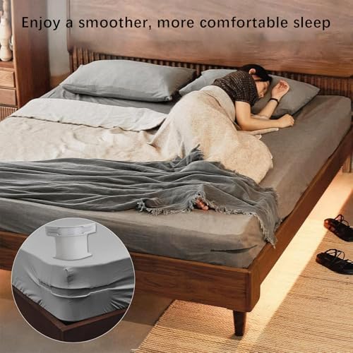 4PCS Heavy Duty Bed Sheet Holders with Straps White 1