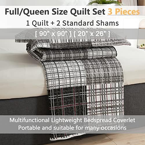 Jessy Home Plaid Quilt Set Queen Full Size Bedding
