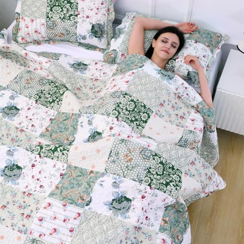 Cmfshape Patchwork Quilt Set King Size Green