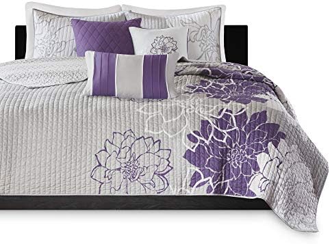 Madison Park Lola 100 Cotton Quilt Set - Purple 6 Piece