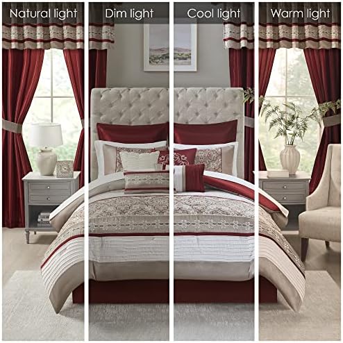 Madison Park Essentials Jelena Faux Silk Comforter Set 24 Piece Queen Red