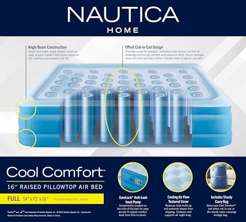 Nautica Home 16 Air Mattress with Pillow Top and Built-in Pump