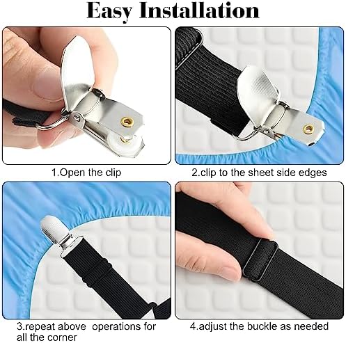 Morcheiong 4 Piece Sheet Straps Adjustable Fasteners for Beds Sofas Tablecloths
