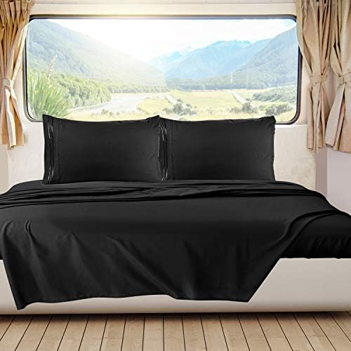 Clara Clark RV Queen Sheets Set - 6 Piece Black Luxury Bedding