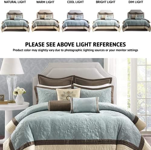 Madison Park Cozy Comforter Set Blue Queen 9 Piece